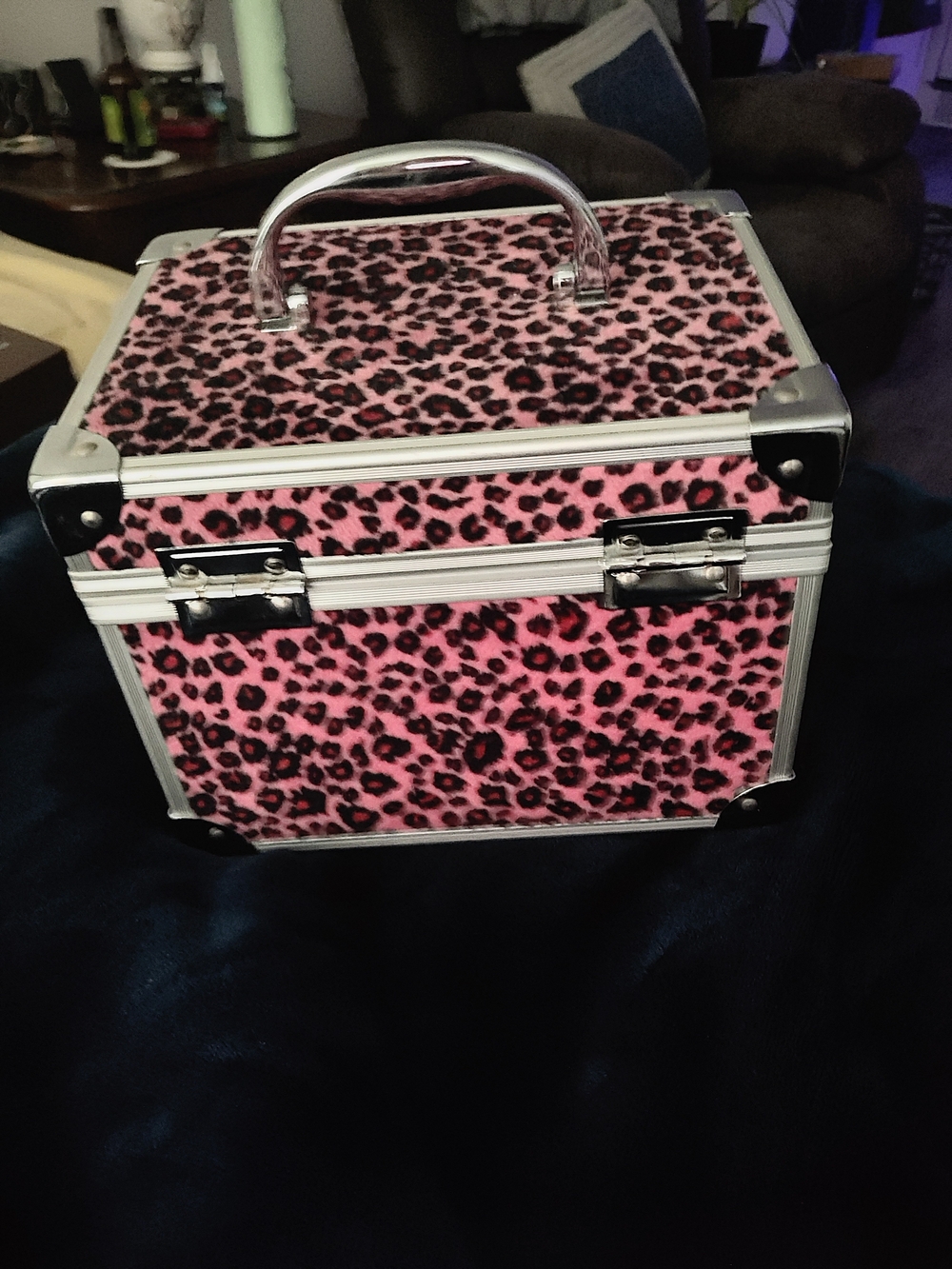 Pink Leopard Print Makeup Case - Stylish Cosmetic Organizer